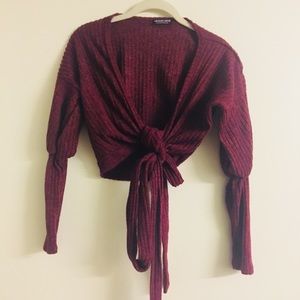 Burgundy crop sweater